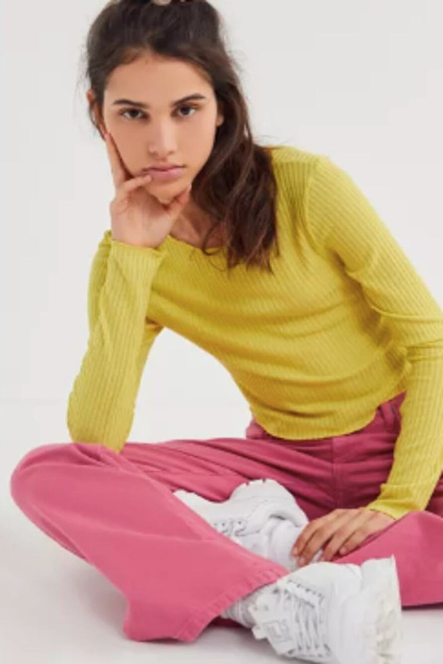 Project Social T x Urban Outfitters Yellow Ribbed Crop LS